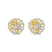 Gold Plated American Diamond Floral Stud Earrings - Daily Wear Jewellery for Women